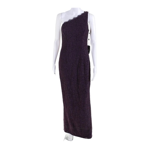 NWT ADRIANNA PAPELL Purple Plum Lace One Shoulder Formal Gown Size US 2 … - Picture 7 of 10